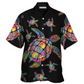Black Hippie Peace And Sea Turtle Hawaiian Shirt For Beach Getaways Resort Outings And Thoughtful Gifting