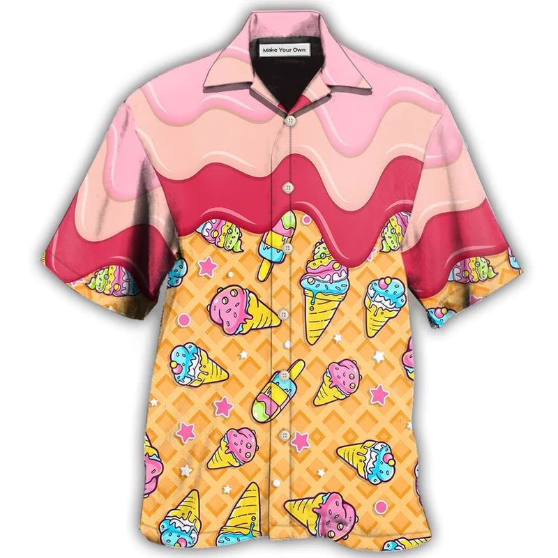 Rose Ice Cream Hawaiian Shirt For Tropical Travel Beach Gatherings And Comfortable Wear