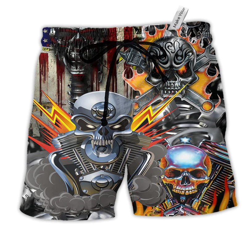 Skull Don't Fix Me Skull With Fire Hawaiian Beach Shorts For Weekend Adventures And Comfort