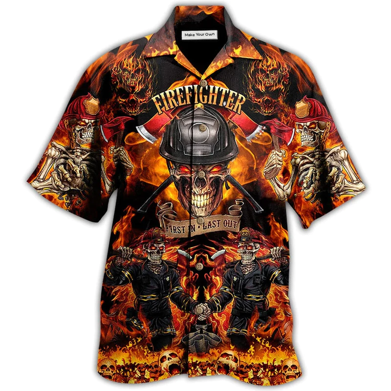 Firefighter Fire Hawaiian Shirt Design Detail For Beach Days And Holiday Travel