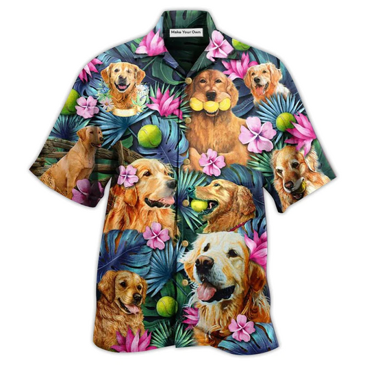 Dog Golden Retriever Hug Hawaiian Shirt For Poolside Relaxation And Sunny Getaways