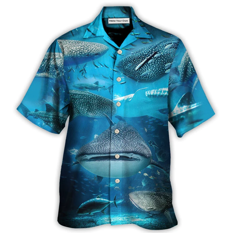Whale Shark Swim Sharks Hawaiian Shirt Design Detail For Sunny Adventures And Casual Wear