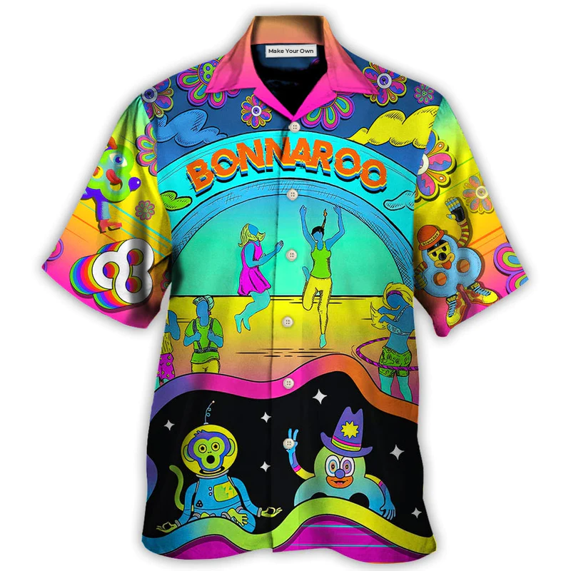Colorful Summer Music Festival Hawaiian Shirt Tropical Styling View For Casual Outings