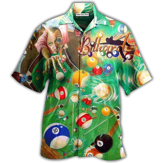 Billiard Worked Head Hawaiian Shirt For Vacation Days And Relaxed Coastal Outings