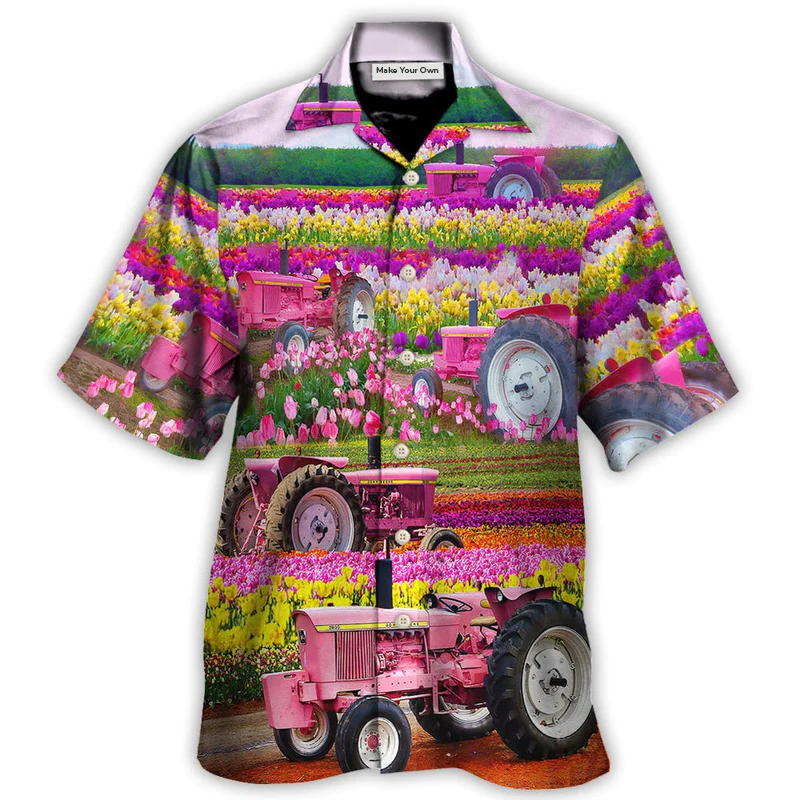 Tractor Rural Landscape Hawaiian Shirt Tropical Styling View For Thoughtful Gifting