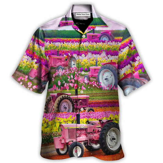 Tractor Rural Landscape Hawaiian Shirt Tropical Styling View For Thoughtful Gifting