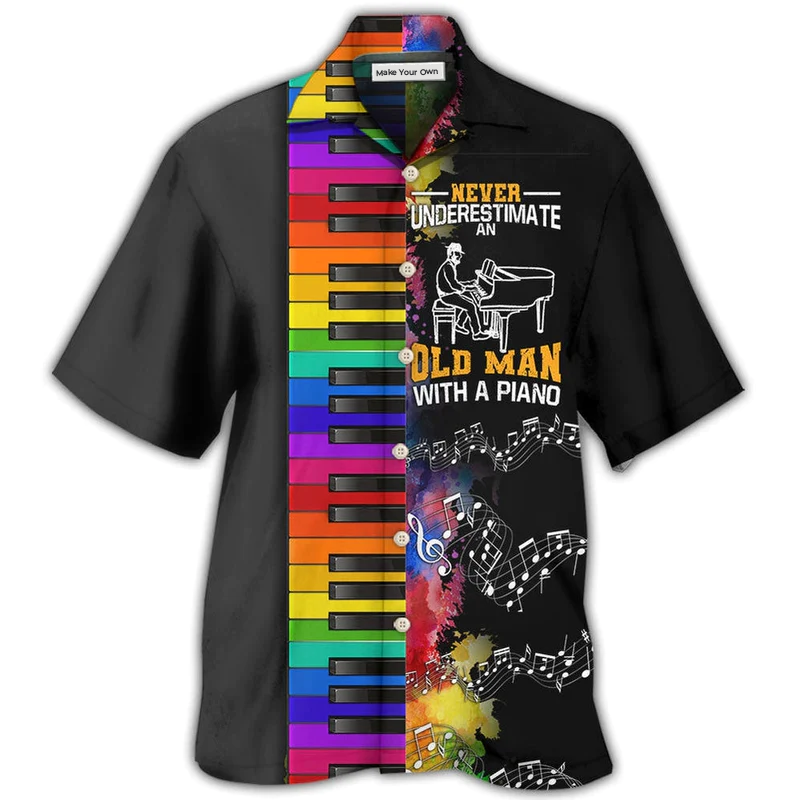 Piano Underestmate Old Man Hawaiian Shirt Design Detail For Beach Days And Holiday Travel