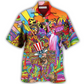 Bohemian Independence Day American Hawaiian Shirt Pattern Detail For Vacation Travel And Daily Wear