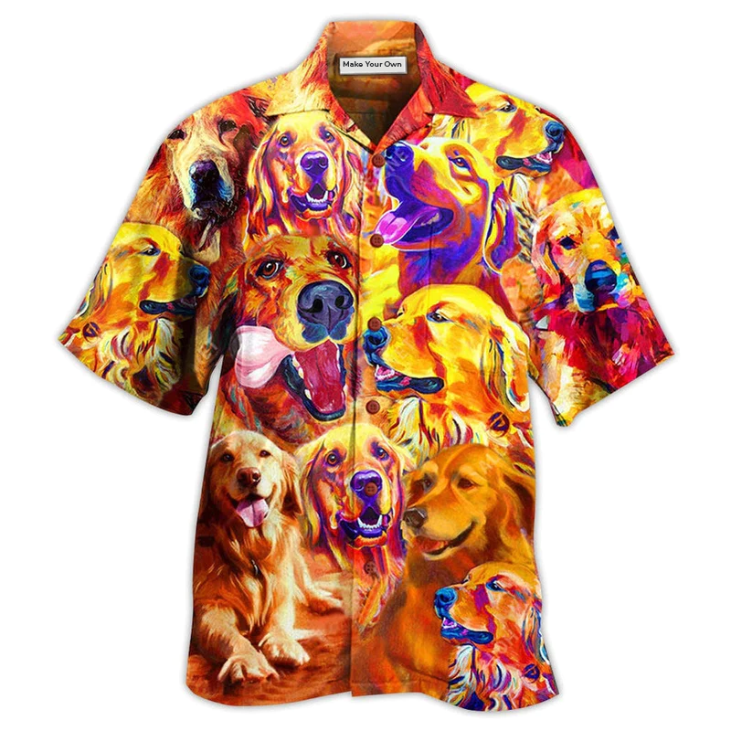 Golden Retriever Dad Hawaiian Shirt Artwork View For Weekend Travel And Beach Style