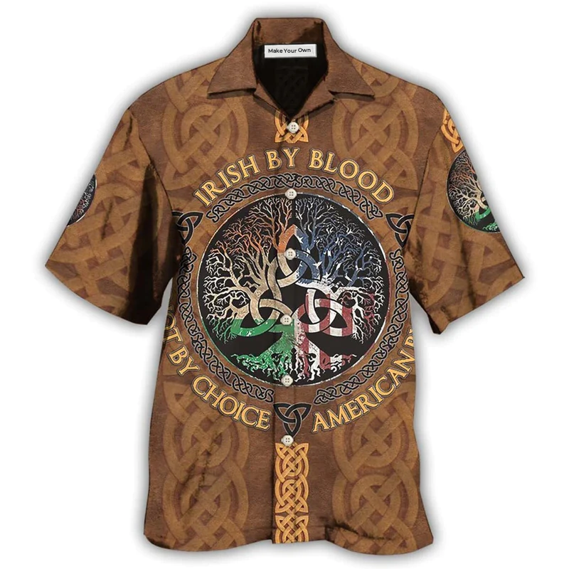 Irish Blood Leather Hawaiian Shirt For Summer Events And Casual Outdoor Wear
