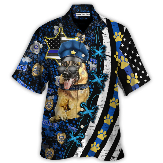 Blue German Shepherd Dogs Back Hawaiian Shirt For Resort Days, Summer Events, And Comfortable Outdoor Activities