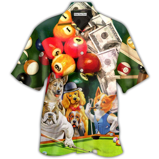 Funny Dog Billiard Many Money Hawaiian Shirt For Poolside Relaxation And Sunny Getaways