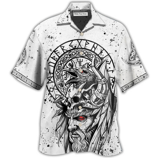 Black Viking Warrior Hawaiian Shirt For Tropical Parties Vacation Travel And Casual Summer Style
