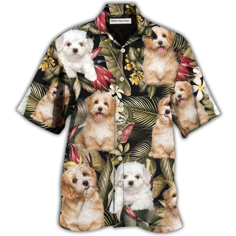 Tropical Dog Havanese Leaf Hawaiian Shirt Design View For Resort Travel And Thoughtful Gifting