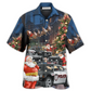 Christmas Police Car Hawaiian Shirt For Tropical Escapes Resort Wear And Outdoor Celebrations
