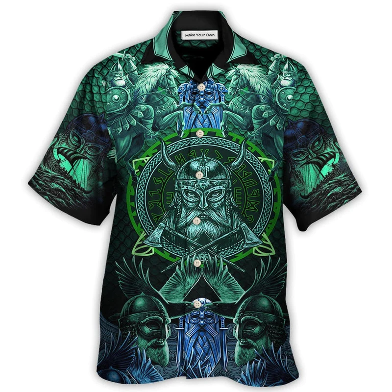 Norse Warrior Valhalla Hawaiian Shirt For Summer Events And Casual Outdoor Wear