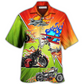 Motorcycle Motorcycles Airplanes Hawaiian Shirt Artwork Detail For Resort Trips And Outdoor Activities