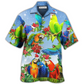 Festive Parrot Couple Christmas Hawaiian Shirt Design Detail For Sunny Adventures And Casual Wear