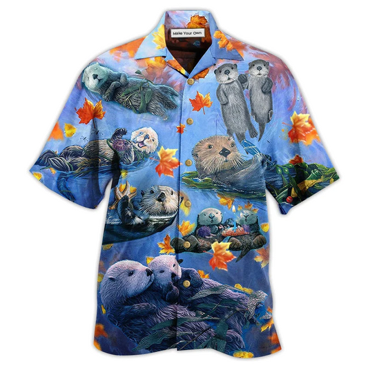 Happy Otter Couple Hawaiian Shirt For Beach Parties And Weekend Getaways