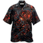 Floral Rose Burning Hawaiian Shirt Pattern Detail For Vacation Travel And Daily Wear