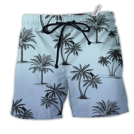 Hawaii Love Life Coconut Palm Hawaiian Print Beach Shorts For Resort Trips And Poolside Style