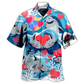 Shark Couple Hawaiian Shirt Artwork Detail For Resort Trips And Outdoor Activities