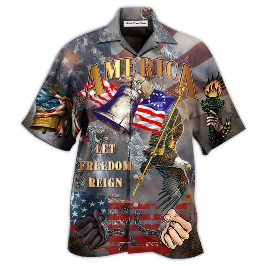 American Freedom Reign Hawaiian Shirt Pattern View For Lightweight Everyday Style