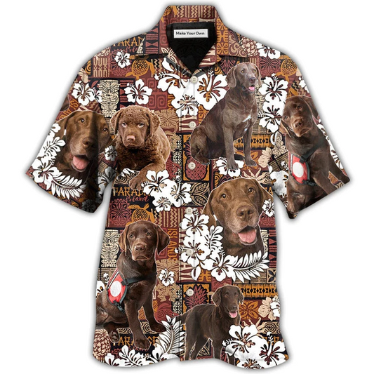 Tropical Floral Vintage Dog Chesapeake Bay Retriever Hawaiian Shirt For Poolside Relaxation And Sunny Getaways