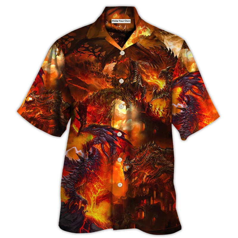 Red Dragon Hawaiian Shirt For Resort Getaways And Comfortable Summer Activities