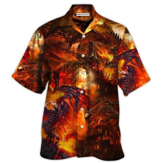 Red Dragon Hawaiian Shirt For Resort Getaways And Comfortable Summer Activities