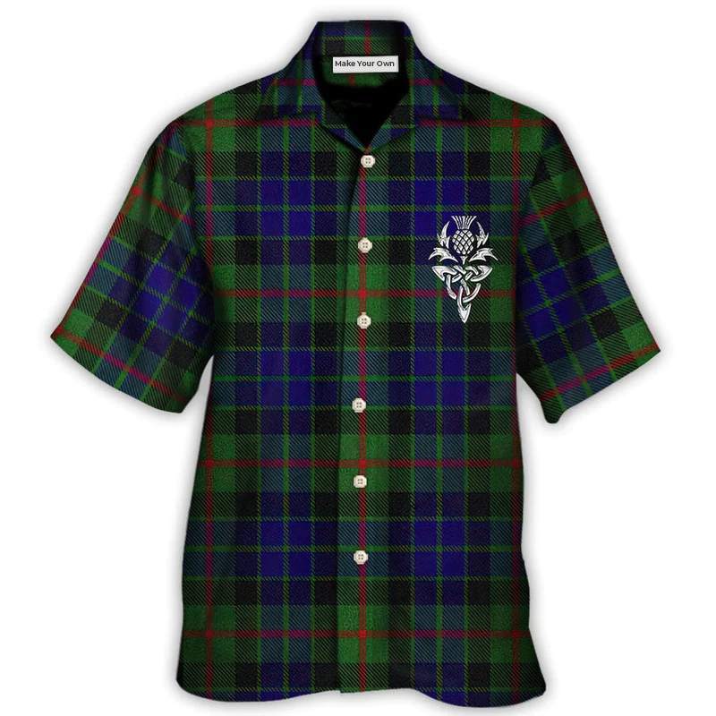 Tartan Creative Pattern Hawaiian Shirt For Coastal Travel, Casual Events, And Comfortable Summer Wear