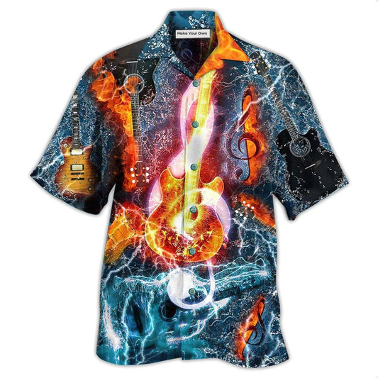 Guitar Hawaiian Shirt For Summer Events Coastal Travel And Comfortable Styling