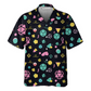 Fantasy Colorful Neon Role Dice Hawaiian Shirt Graphic Artwork Detail For Tropical Vacations
