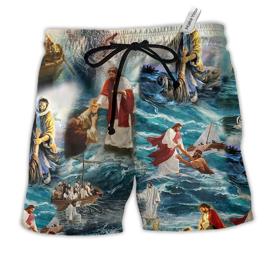 Jesus Saved My Life So Warm Hawaiian Print Beach Shorts For Thoughtful Warm Weather Gifting