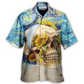 Vintage Skull Sunflower Amazing Starry Night Hawaiian Shirt Pattern View For Relaxed Warm Weather Outfits