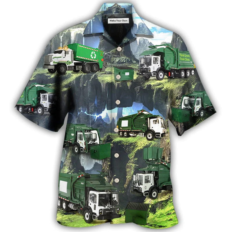 Truck Us Waste Collector Hawaiian Shirt Design View For Casual Summer Styling