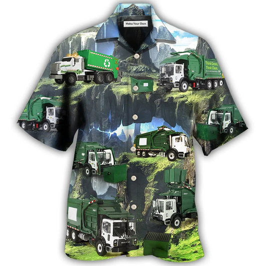 Truck Us Waste Collector Hawaiian Shirt Design View For Casual Summer Styling