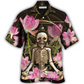 Floral Skull Yoga Lighting Lotus Hawaiian Shirt For Coastal Adventures And Warm Weather Wear