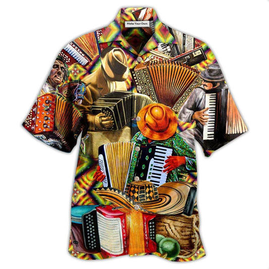 Accordion Hawaiian Shirt For Resort Holidays Beach Travel And Relaxed Casual Fashion
