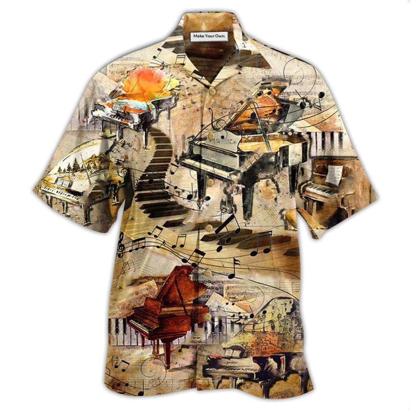 Piano Music Fingers Brains Hawaiian Shirt For Vacation Days And Relaxed Coastal Outings