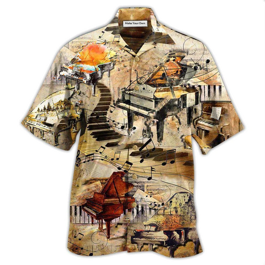 Piano Music Fingers Brains Hawaiian Shirt For Vacation Days And Relaxed Coastal Outings