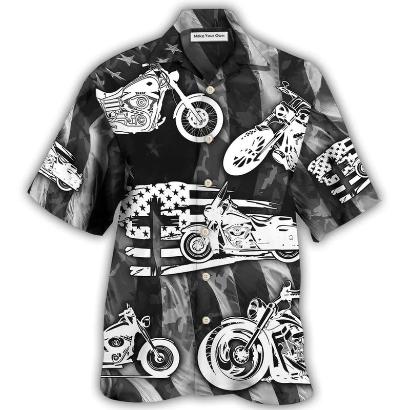 Motorcycle Simple Man Hawaiian Shirt Artwork View For Weekend Travel And Beach Style