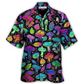 Neon Colorful Mushroom Bright Leaf Hawaiian Shirt For Summer Events And Casual Outdoor Wear