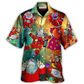 Galaxy Christmas Santa Astronaut Hawaiian Shirt Button Front Artwork For Island Holidays