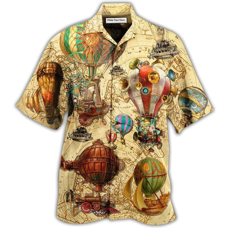 Steampunk Classic Air Balloon Far Hawaiian Shirt For Warm Weather Adventures And Everyday Comfort
