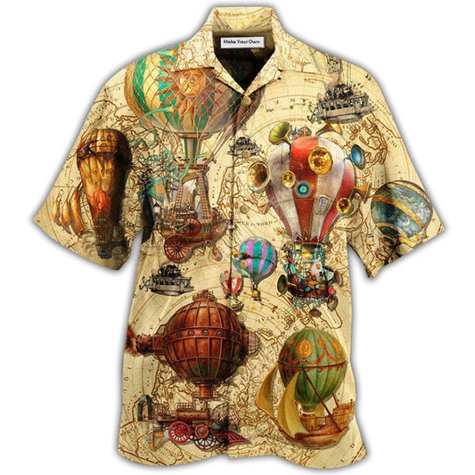 Steampunk Classic Air Balloon Far Hawaiian Shirt For Warm Weather Adventures And Everyday Comfort