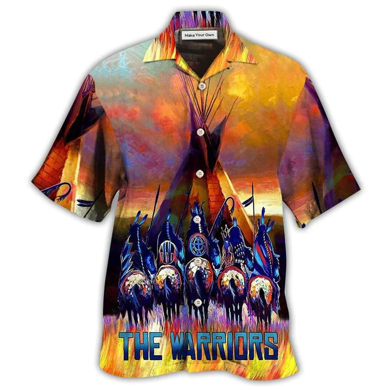 Heritage Peaceful Warriors Hawaiian Shirt For Coastal Adventures And Warm Weather Wear