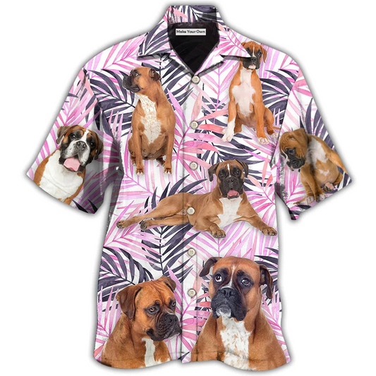 Tropical Boxer Dog Hawaiian Shirt For Coastal Vacations Warm Weather Events And Daily Style