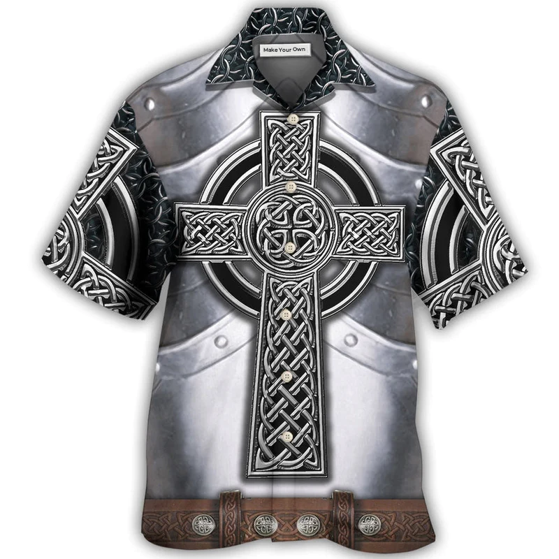 Irish Celtic Armor Metal Hawaiian Shirt For Beach Parties And Weekend Getaways