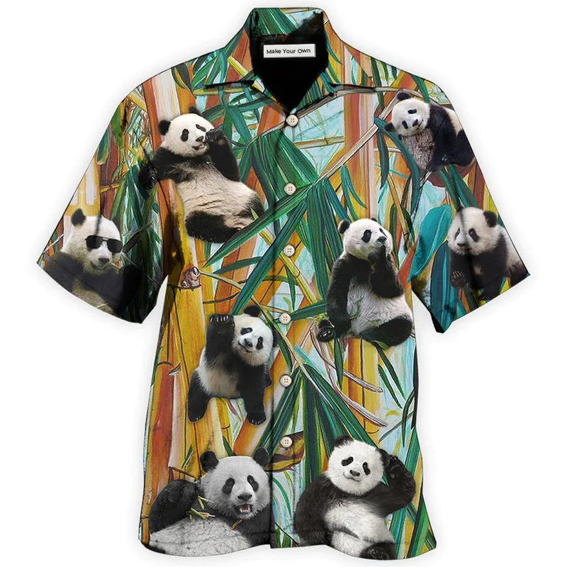 Cute Panda Hawaiian Shirt For Tropical Escapes Resort Wear And Outdoor Celebrations